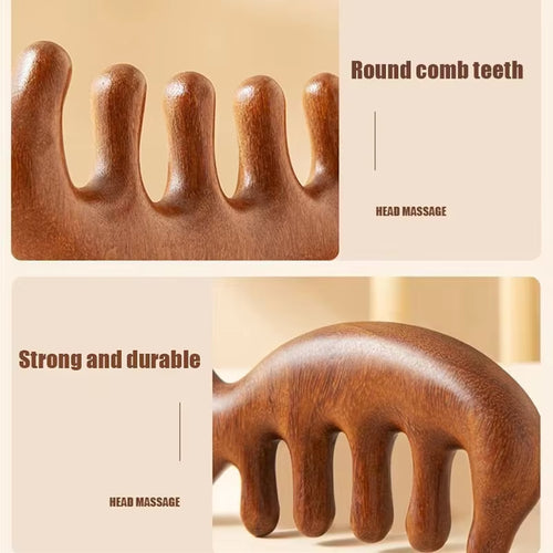 Body Meridian Massage Comb Sandalwood Five Wide Tooth Comb Acupuncture Therapy Blood Circulation Anti-Static Smooth Hair