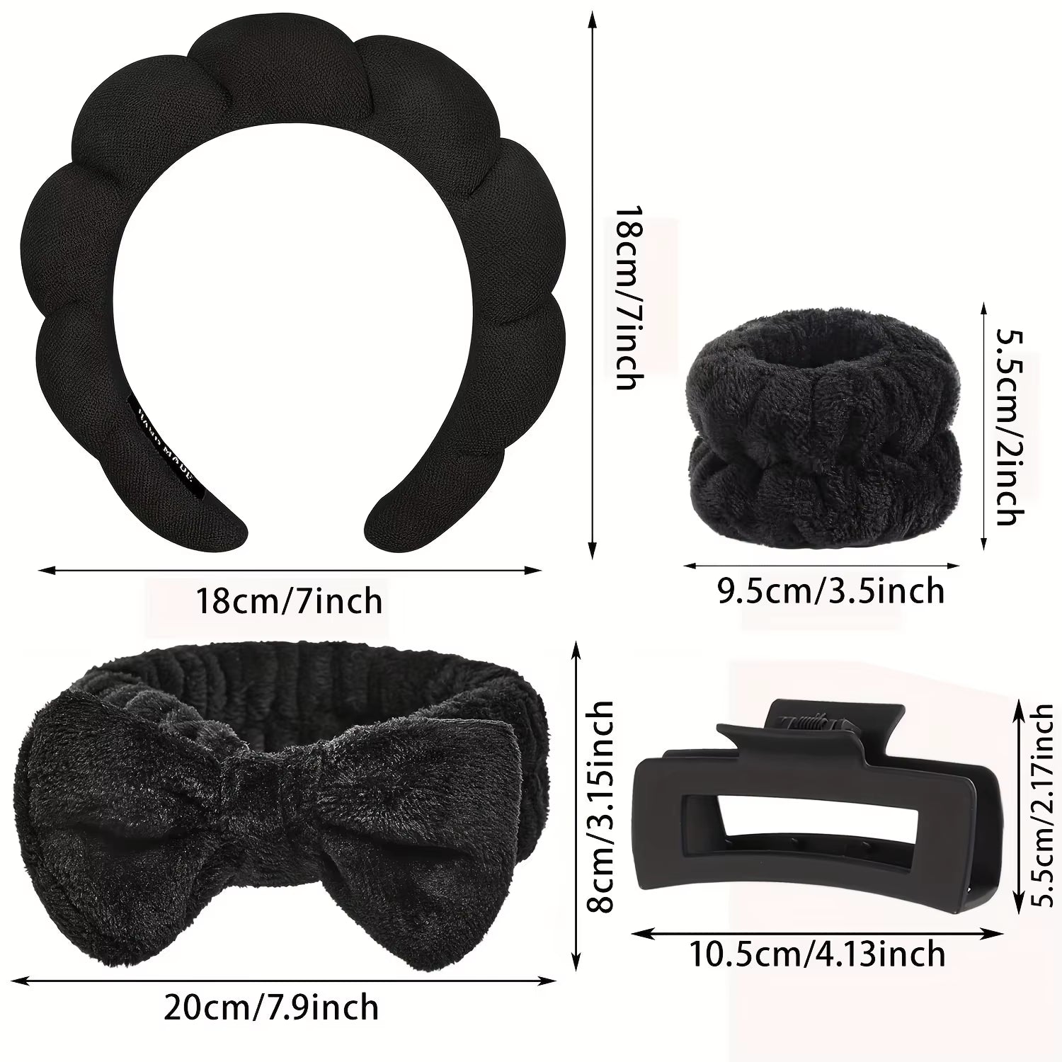 5PCS Spa Headbands and Bracelets, Including Hairpins, Face Wash and Skincare Headbands, Waterproof Makeup Headbands