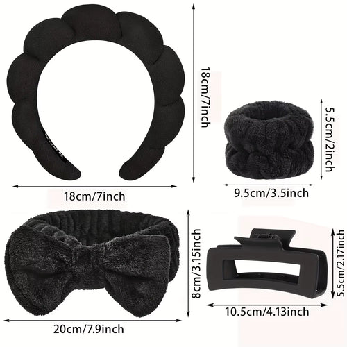 5PCS Spa Headbands and Bracelets, Including Hairpins, Face Wash and Skincare Headbands, Waterproof Makeup Headbands