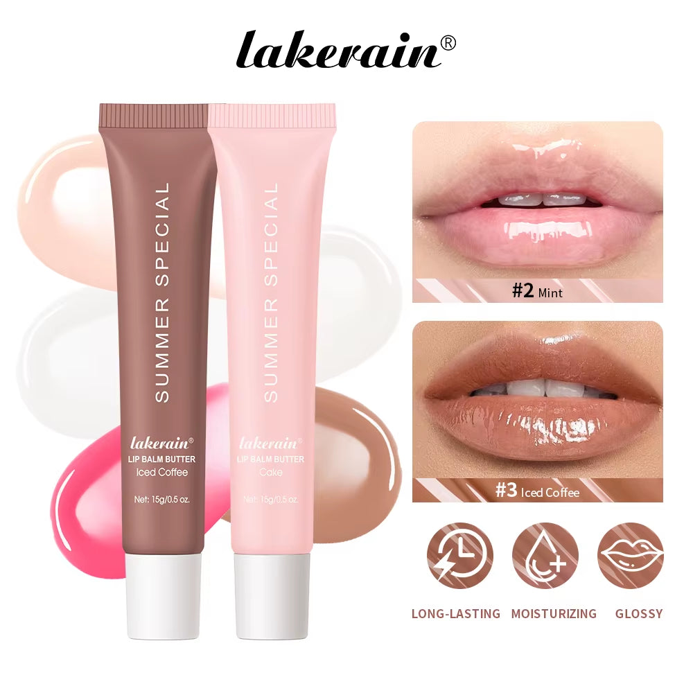 Summer Lip Balm Butter Moisturizing Mirror Lip Gloss Lip Vanilla Pink Sugar Coffee Cake Smell Lipstick Transparent Oil Makeup