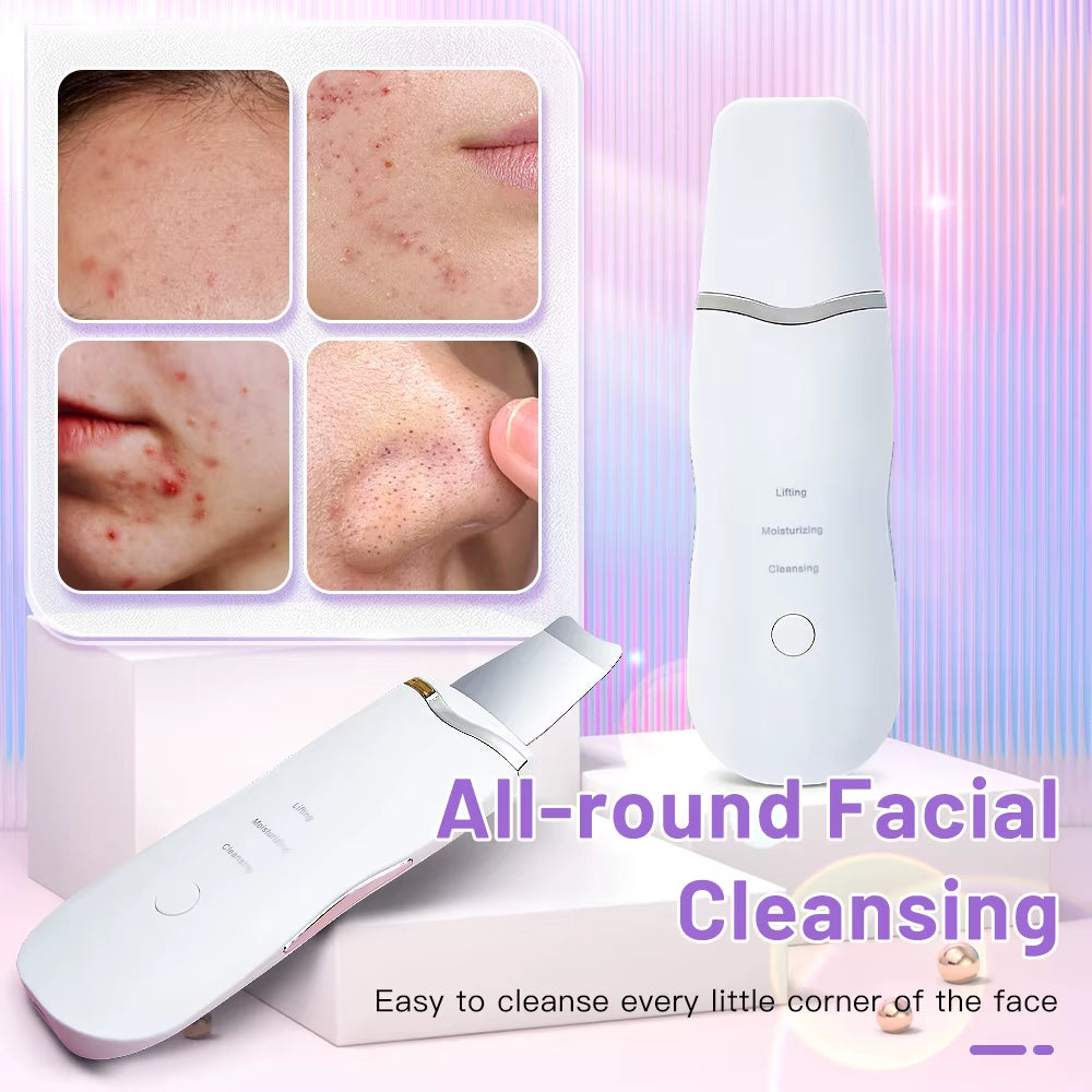 With Box Ultrasonic Skin Scrubber Vibration Face Spatula Peeling Blackhead Remover Facial Lifting Cleansing Ultrasonic Skin Care