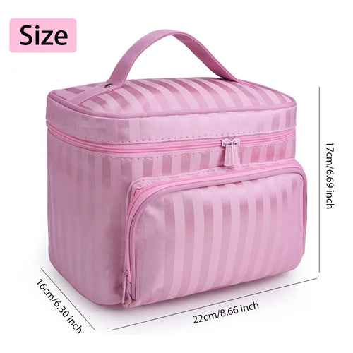 Makeup Bag Travel Cases Cosmetic Bag with Handle for Women Men Travel Organizers Pink