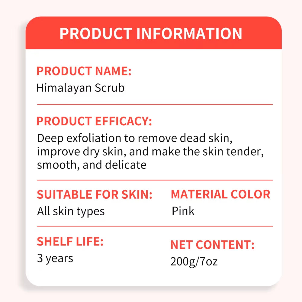 Himalayan Salt Scrub Cleanses the Skin, Whitens, Exfoliates, Removes Dead Skin, and Makes the Skin Smooth and Elastic Bathing