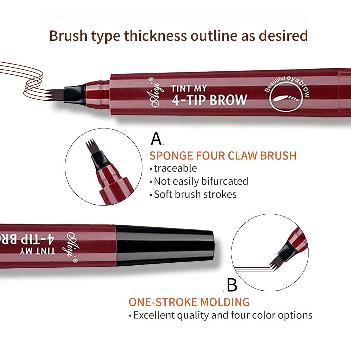 4 Fork Microblading Eyebrow Pencil Waterproof Eyebrow Pencil Natural Long-Lasting Eyebrow Makeup Five Colors