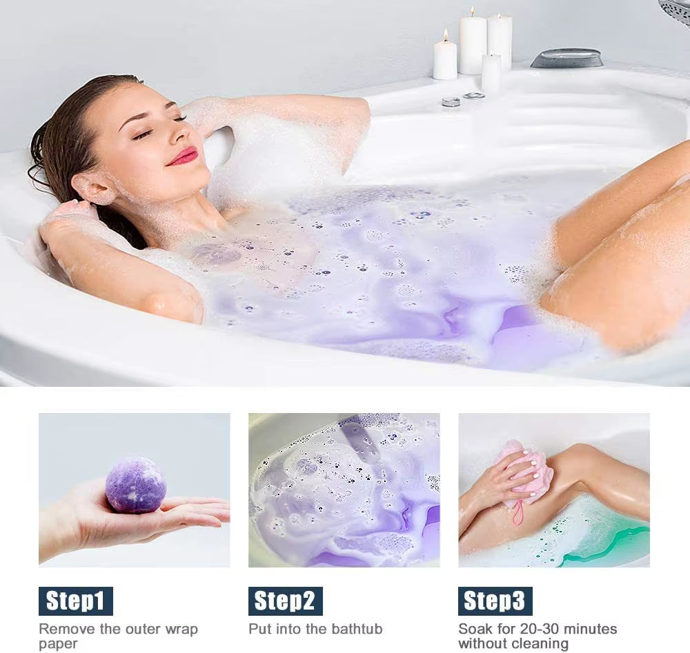17 Styles Shower Bath Salt Ball Dried Flower Ease Tension Natural Essential Oil Bubble Bouncy Explosion Bath Ball Clean Bathtub