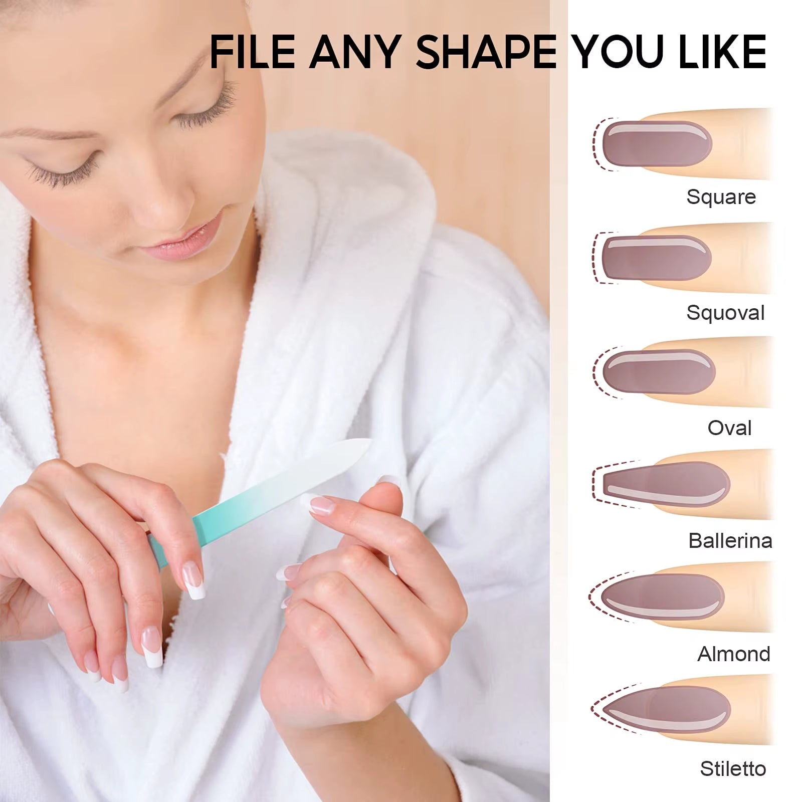 Glass Nail File with Case,Fingernail Files for Natural Nail Double Sided Etched Glass Filer Professional Manicure Nail Tool